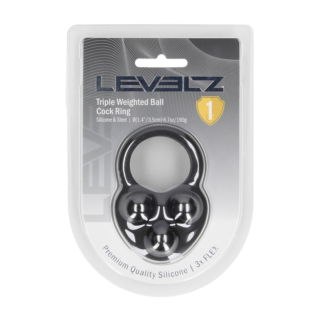 Levelz - Vloeibare Siliconen Drievoudig Gewogen Bal Cockring - Zwart