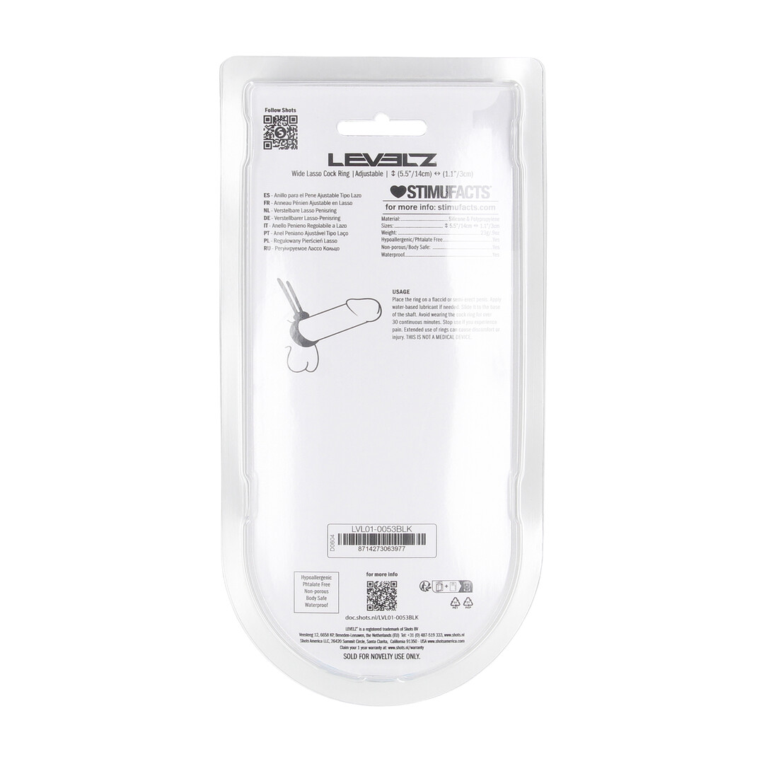 Brede Verstelbare Siliconen Lasso Cockring - 5mm - Zwart