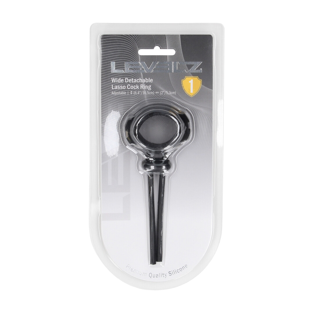 Afneembare Brede Verstelbare Siliconen Lasso Cockring - 5mm - Zwart