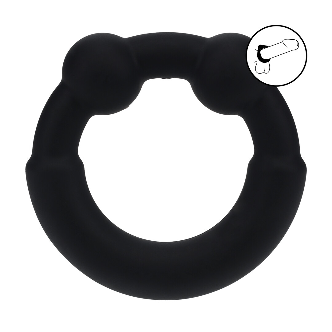 Metaal en Siliconen Cockring - Zwart