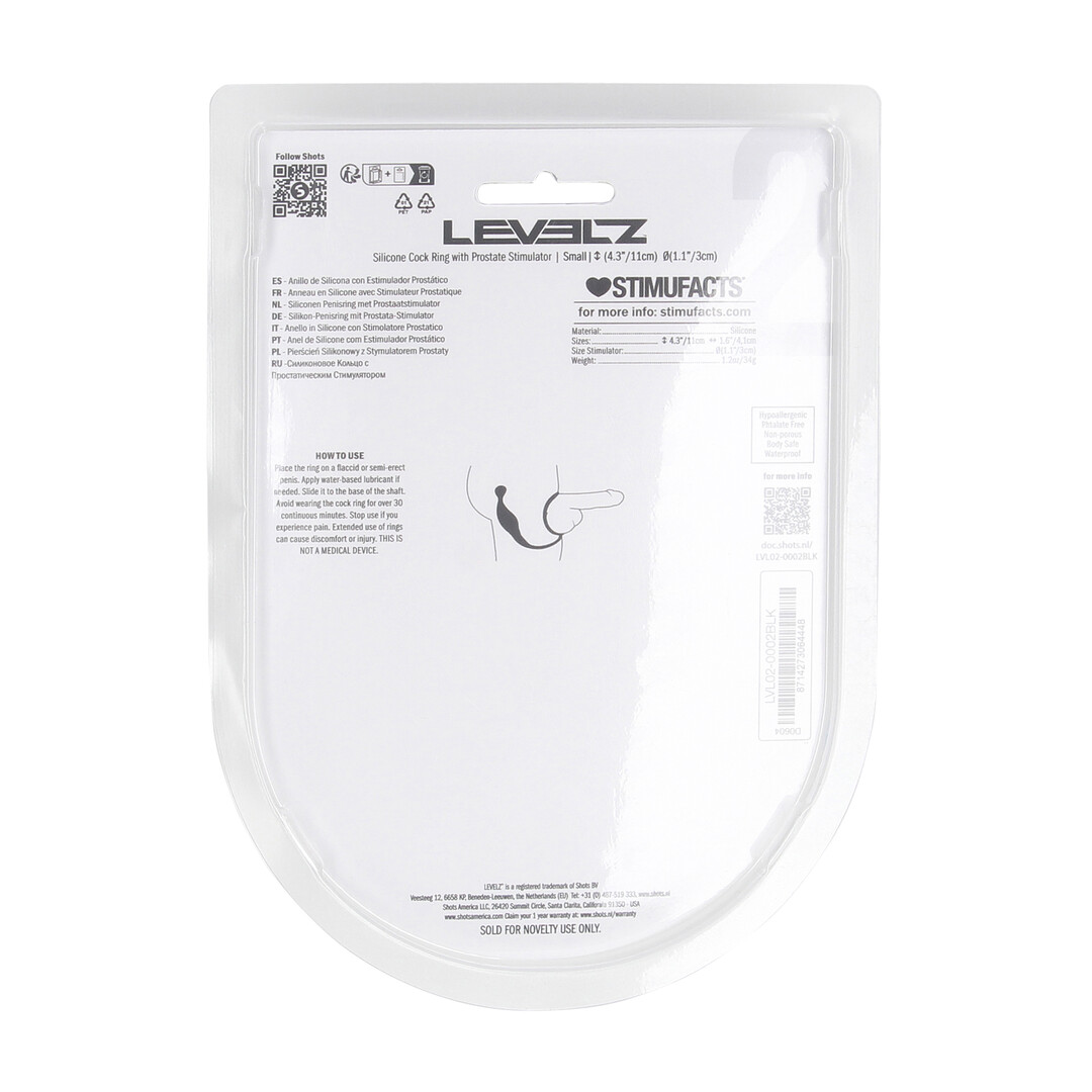 Siliconen Cockring met Prostaatstimulator - S - Zwart