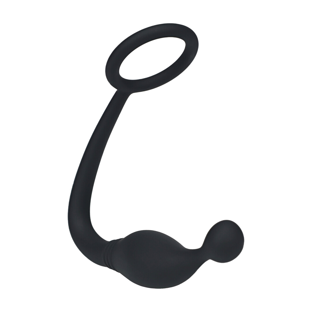 Siliconen Cockring met Prostaatstimulator - S - Zwart