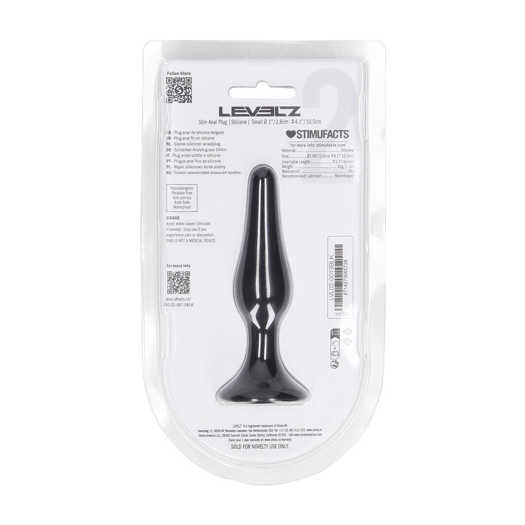 Slim Silicone Anale Plug - S - Zwart