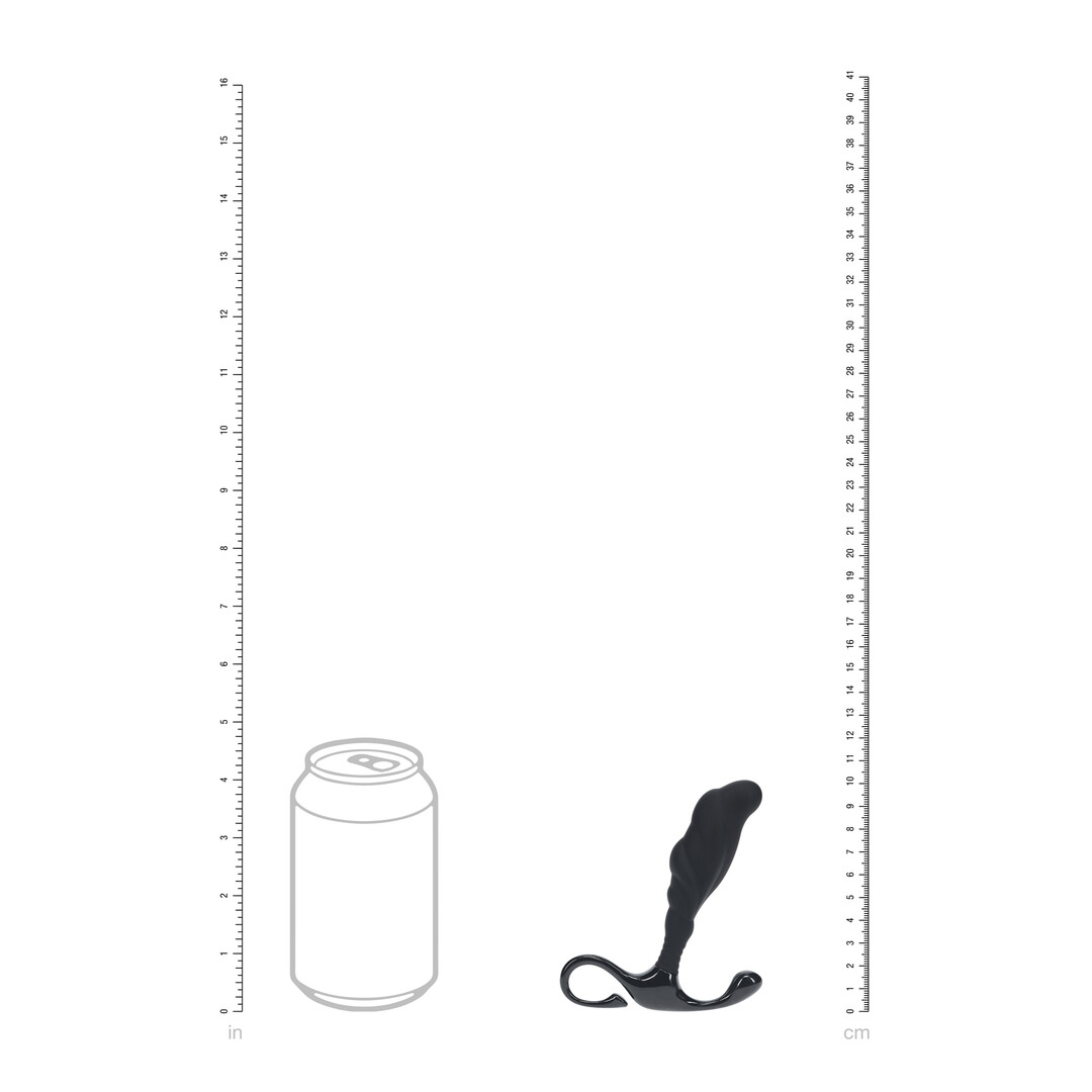 Geribbelde Hard Loop Silicone Prostaat Massager - S - Zwart