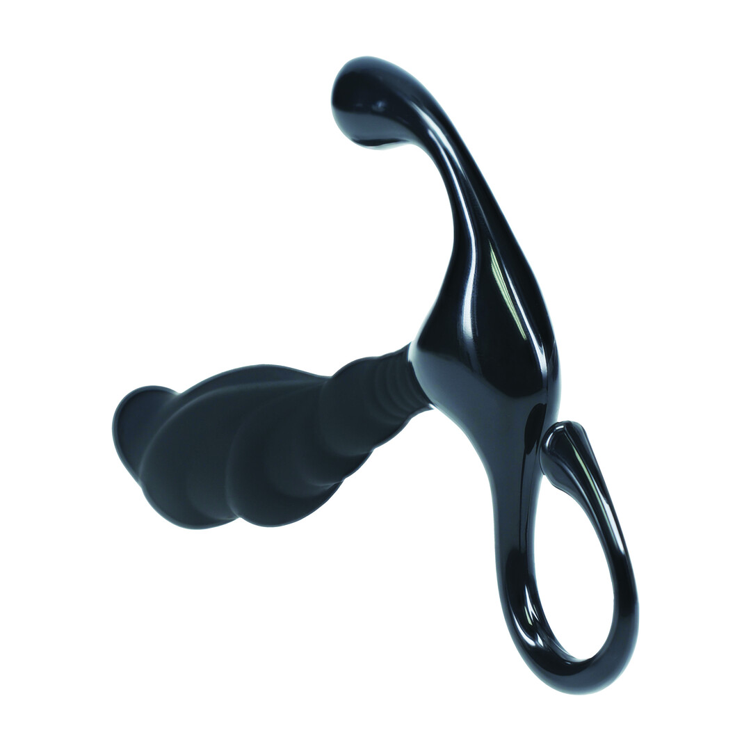 Geribbelde Hard Loop Silicone Prostaat Massager - S - Zwart