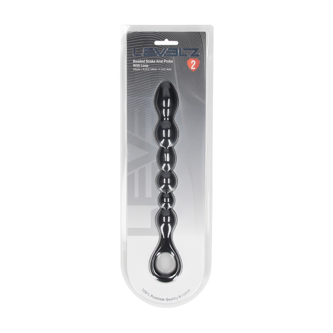 Levelz - Kralen Slang Silicone Anale Probe met Lus - Zwart