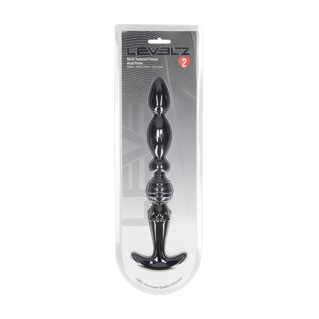 Levelz - Multi Textured Silicone Flared Anale Probe - Zwart