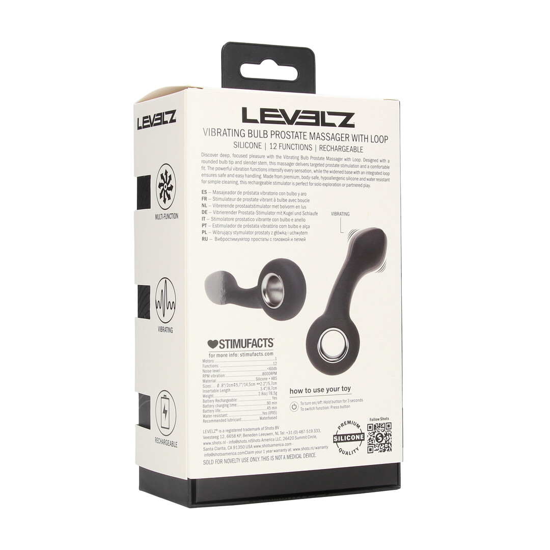 Levelz - Vibrerende Bulb Silicone Prostaat Massager met Lus - Zwart