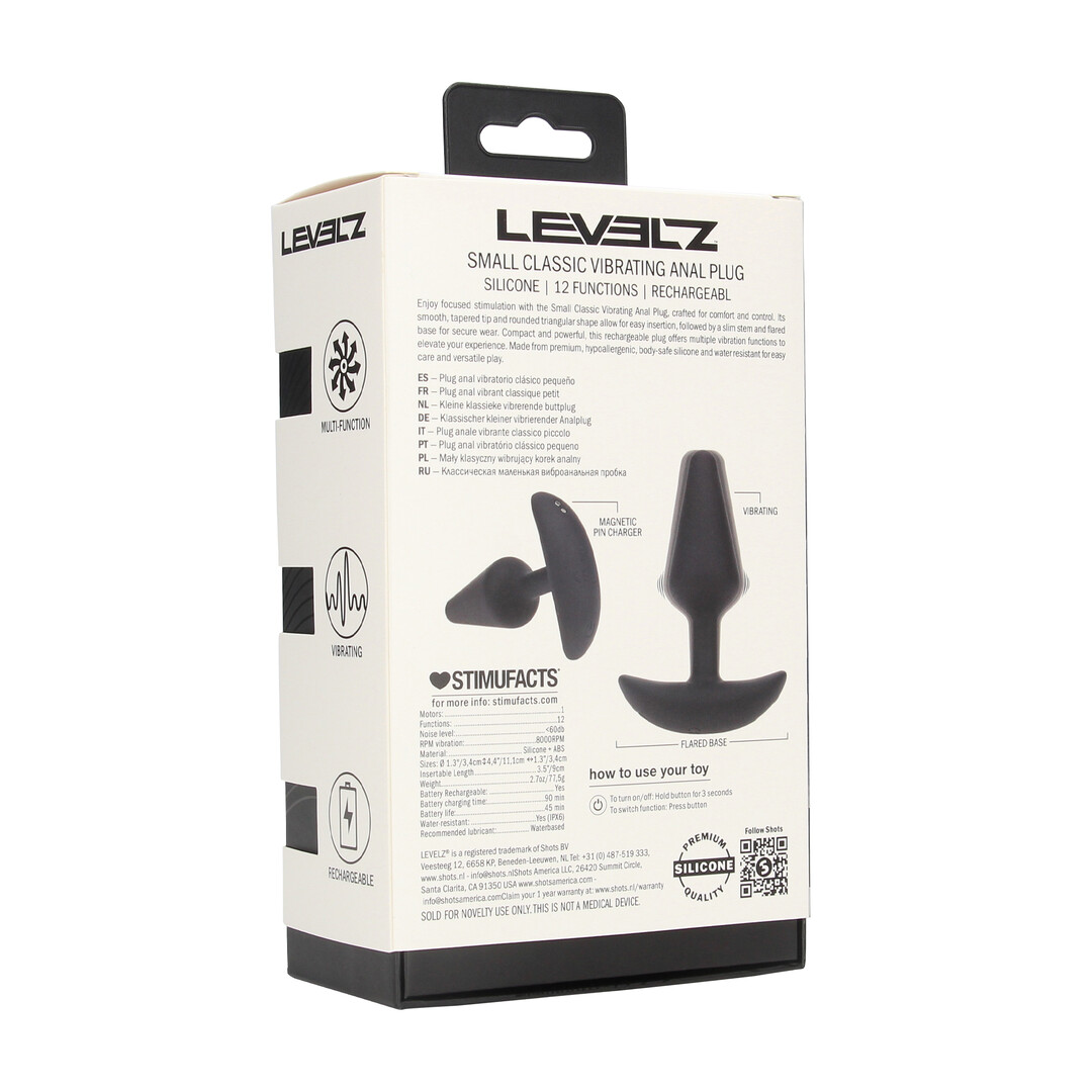 Levelz - Classic Vibrerende Siliconen Anale Plug - S - Zwart