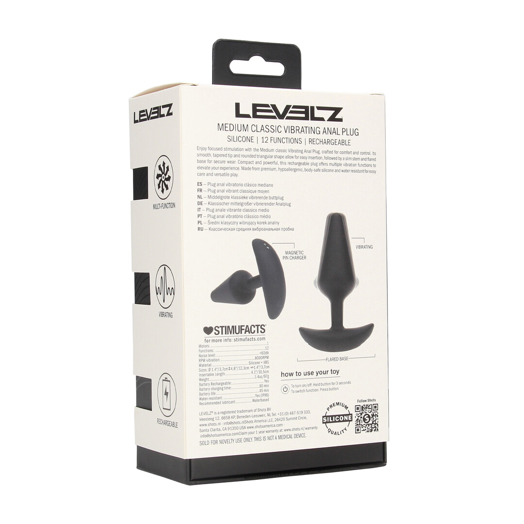Levelz - Classic Vibrerende Silicone Anale Plug - M - Zwart