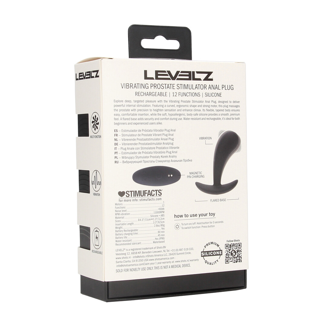 Levelz - Vibrerende Siliconen Prostaat Stimulator Anale Plug - S - Zwart
