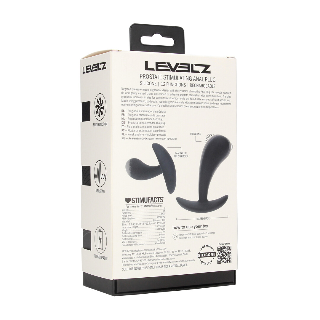 Levelz - Vibrerende Siliconen Prostaat Stimulator Anale Plug - M - Zwart