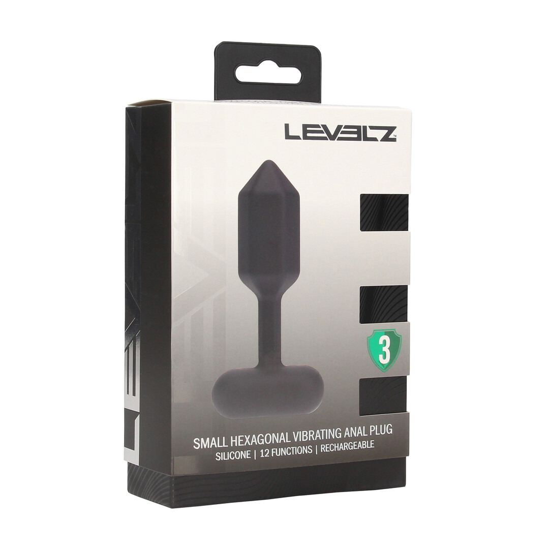 Levelz - Hexagonale Vibrerende Silicone Anale Plug - S - Zwart