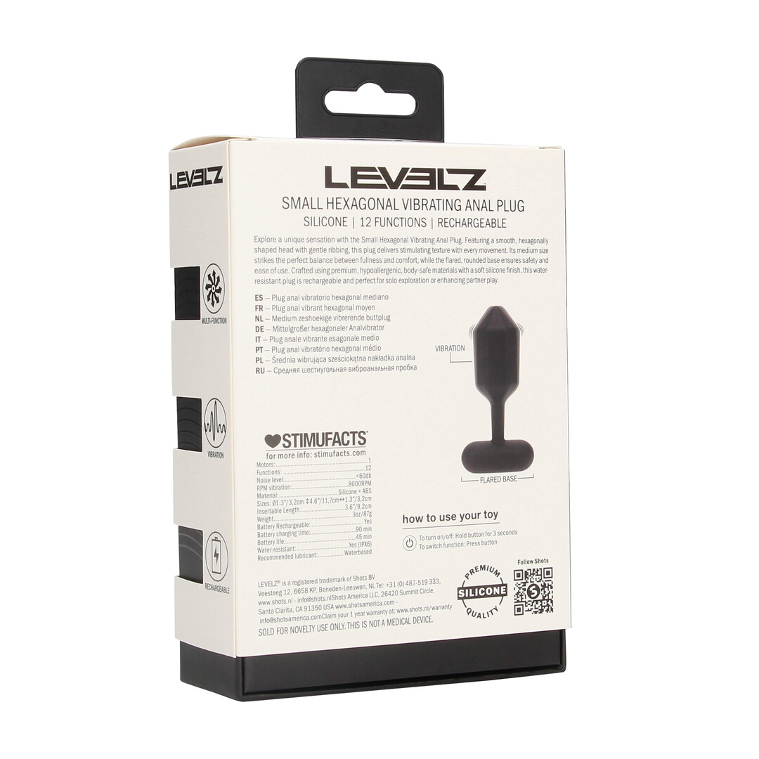 Levelz - Hexagonale Vibrerende Silicone Anale Plug - S - Zwart