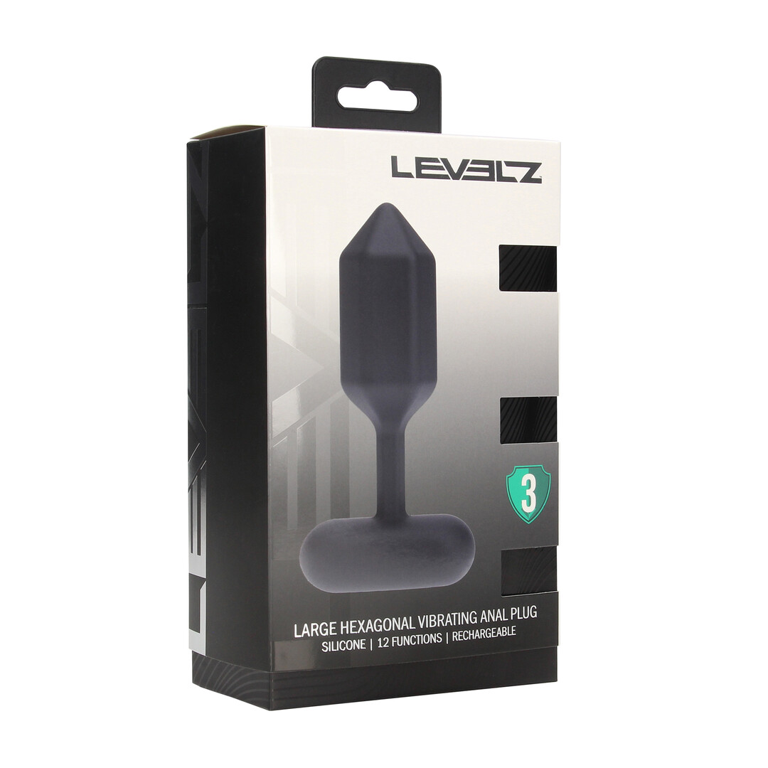 Levelz - Hexagonale Vibrerende Siliconen Anale Plug - L - Zwart