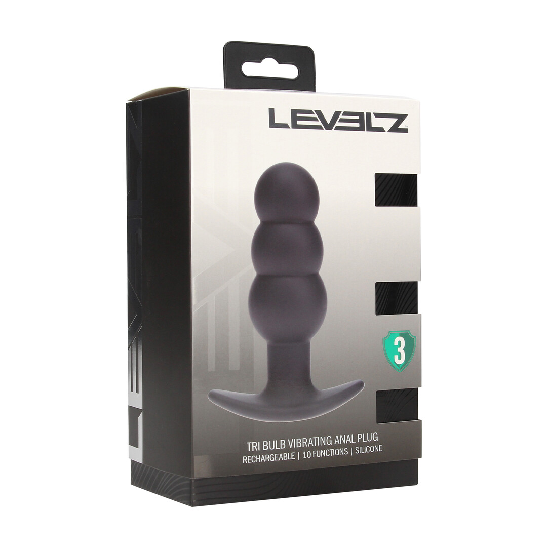 Levelz - Tri Bulb Vibrerende Siliconen Anale Plug - Zwart