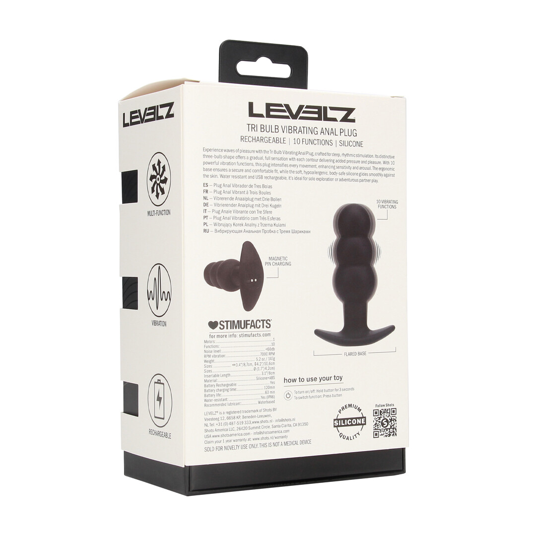 Levelz - Tri Bulb Vibrerende Siliconen Anale Plug - Zwart