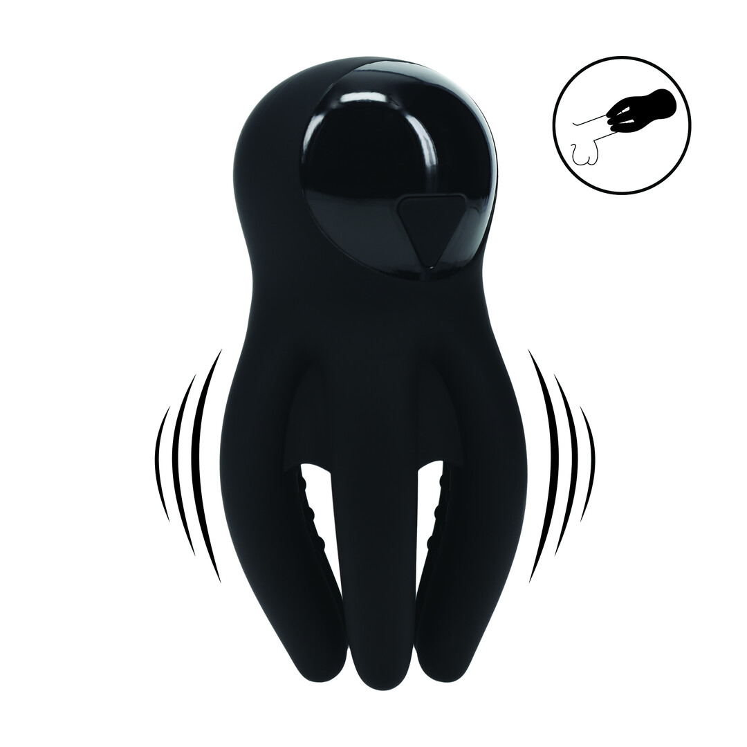 Levelz - Digitale Vibrerende Silicone Penis Hoofd Stimulator met Tentakels - Zwart