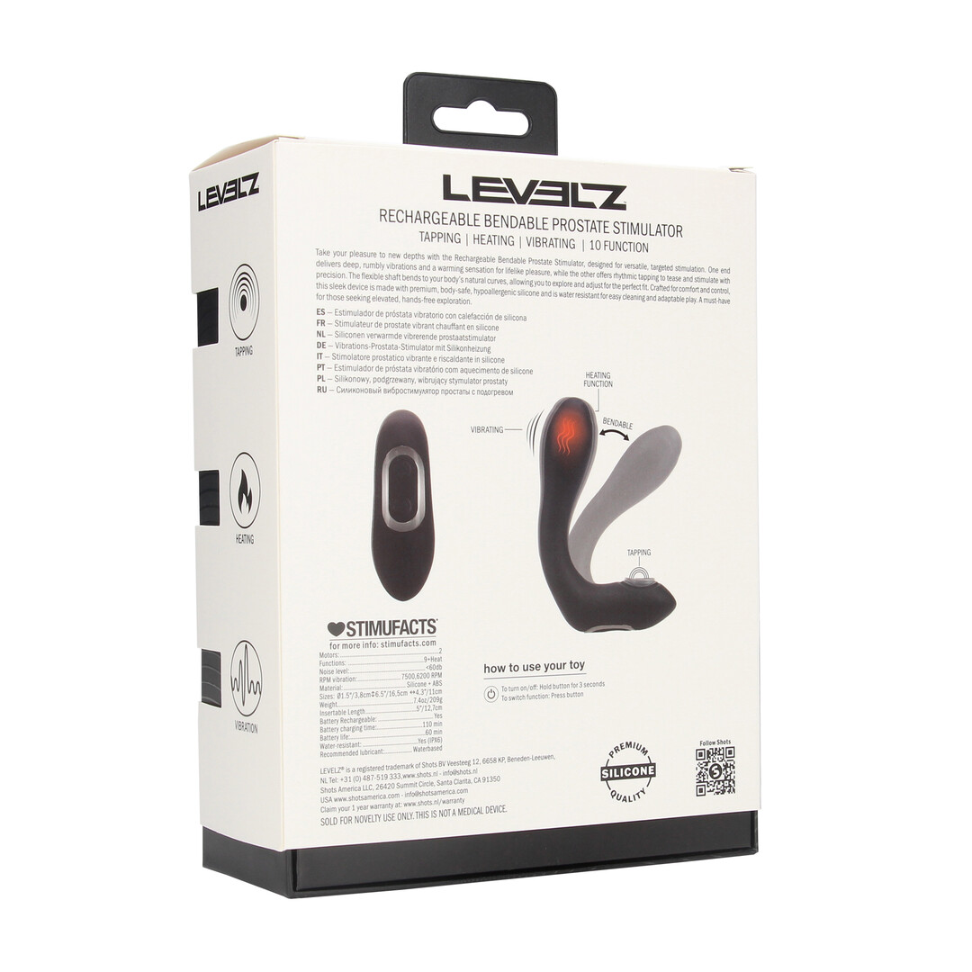 Levelz - Vibrerende Verwarmende Buigbare Tapping Silicone Prostaat Stimulator - Zwart