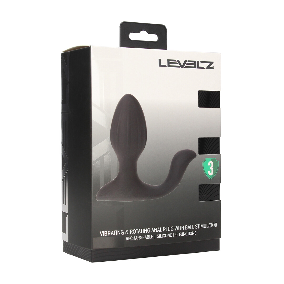 Levelz - Vibrerende en Draaiende Siliconen Anale Plug met Bal Stimulator - Zwart
