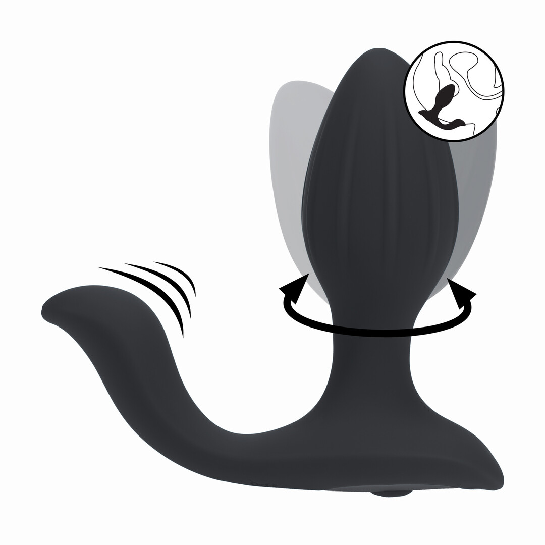 Levelz - Vibrerende en Draaiende Siliconen Anale Plug met Bal Stimulator - Zwart