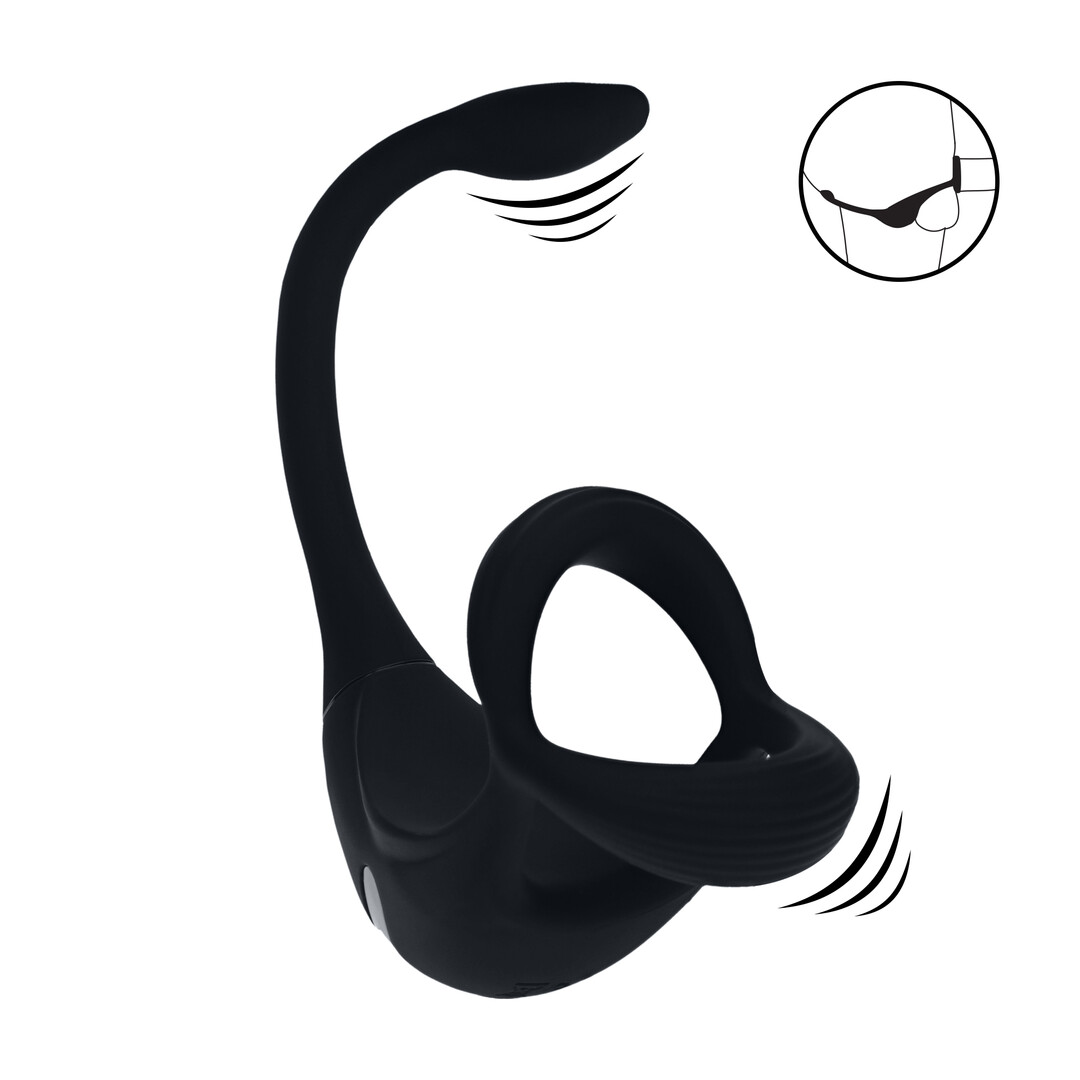 Levelz - Afstandsbediening Vibrerende Siliconen Tri O Cockring met Prostaatstimulator - Zwart