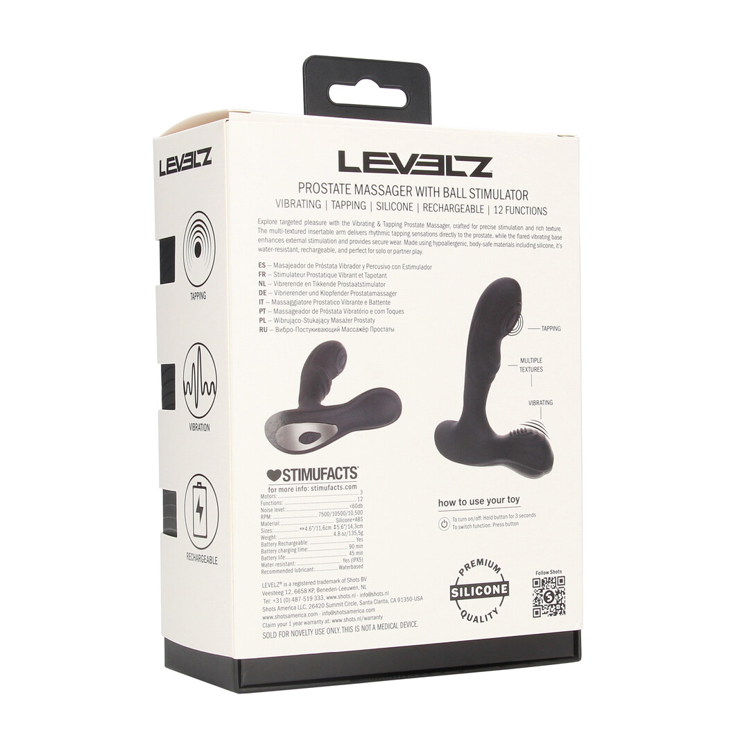 Levelz - Vibrerende en Tikken Siliconen Prostaat Massager met Bal Stimulator - Zwart