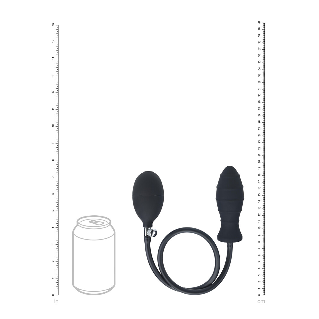 Levelz - Geribbelde Opblaasbare Siliconen Anale Plug - Zwart