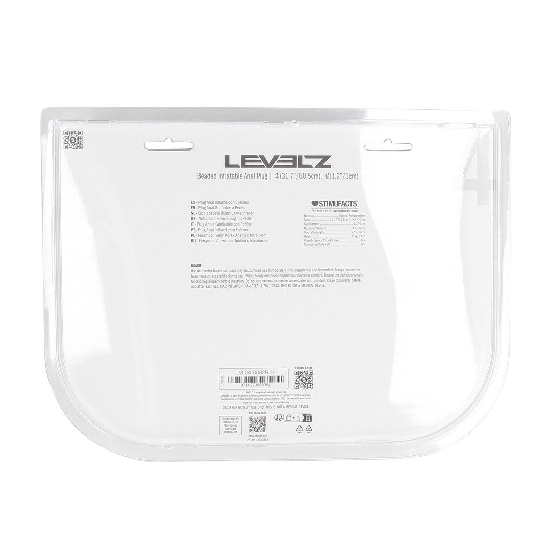 Levelz - Kralen Opblaasbare Siliconen Anale Plug - Zwart