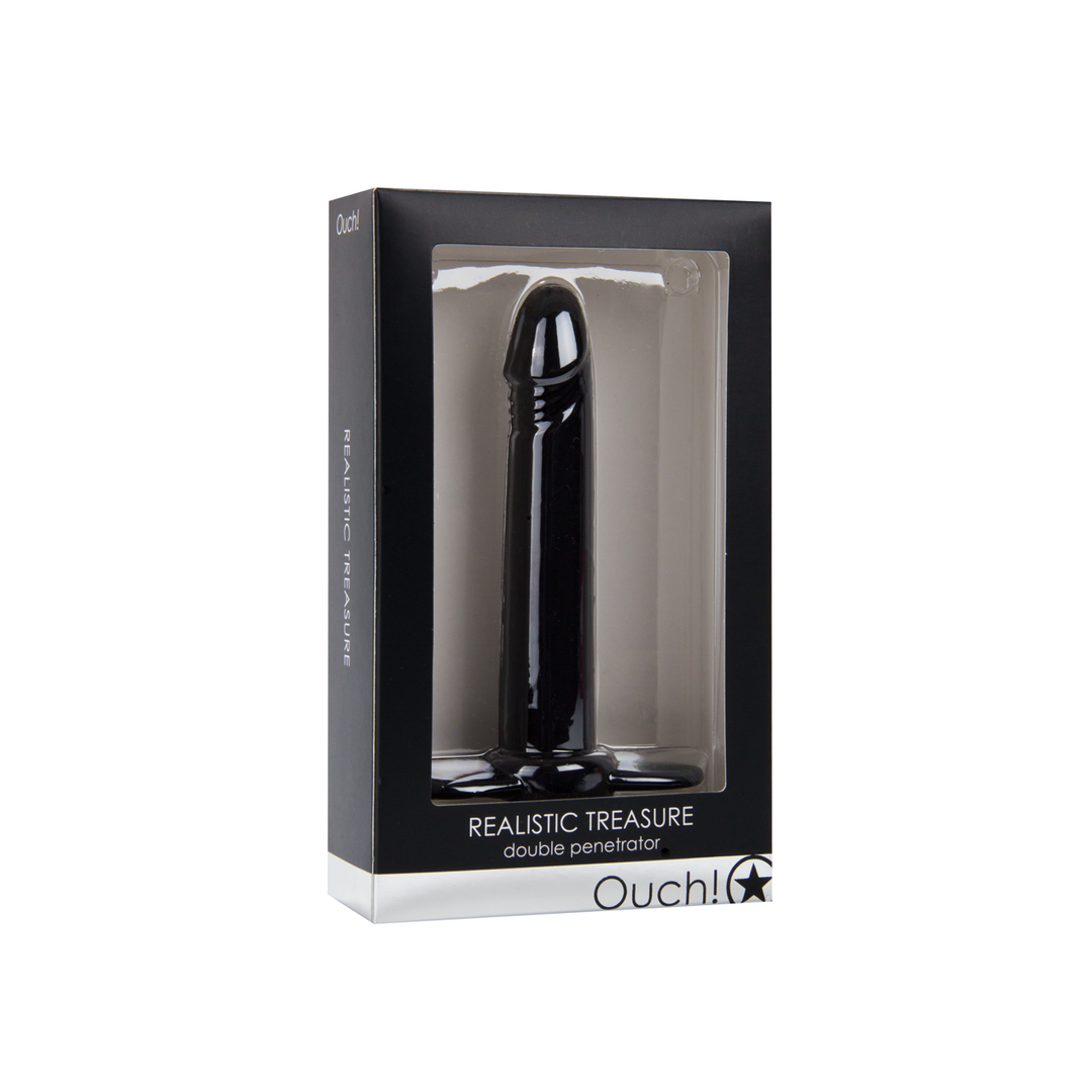 Ouch! - Realistic Treasure - Strap-On Sleeve - Zwart