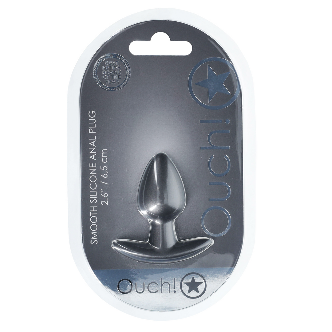 Ouch! - Zachte Siliconen Anale Plug - Klein - 2,6 / 6,5 cm - Gunmetal