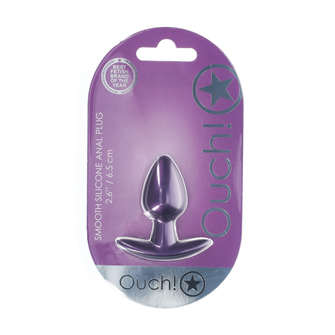 Ouch! - Zachte Silicone Anale Plug - Klein - 6,5 cm - Metallic Paars