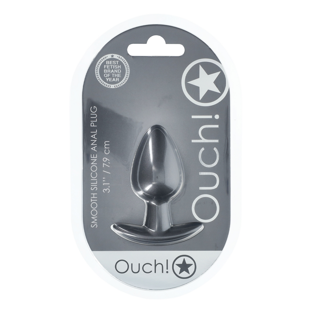 Ouch! - Zachte Siliconen Anale Plug - Medium - 3,1 / 7,9 cm - Gunmetal
