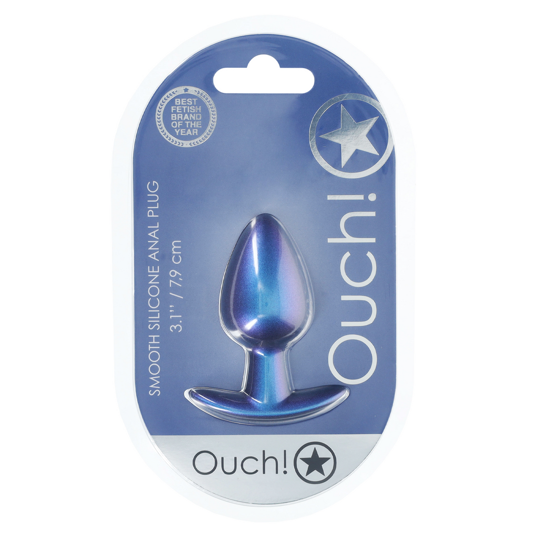 Ouch! - Geleidelijke Silicone Anale Plug - Medium - 3.1 / 7,9 cm - Metallic Blauw