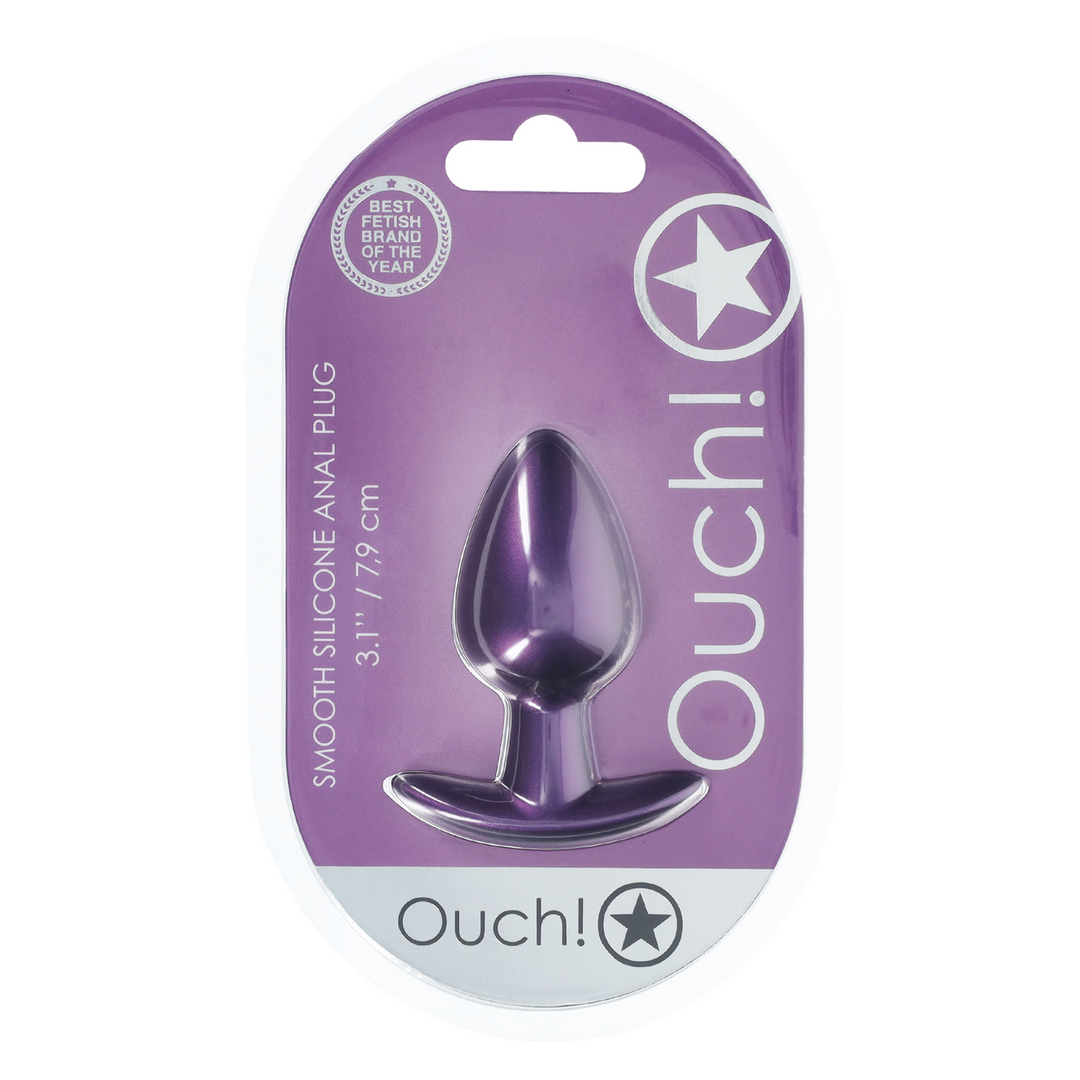 Ouch! - Zachte Siliconen Anale Plug - Medium - 3,1 / 7,9 cm - Metallic Paars