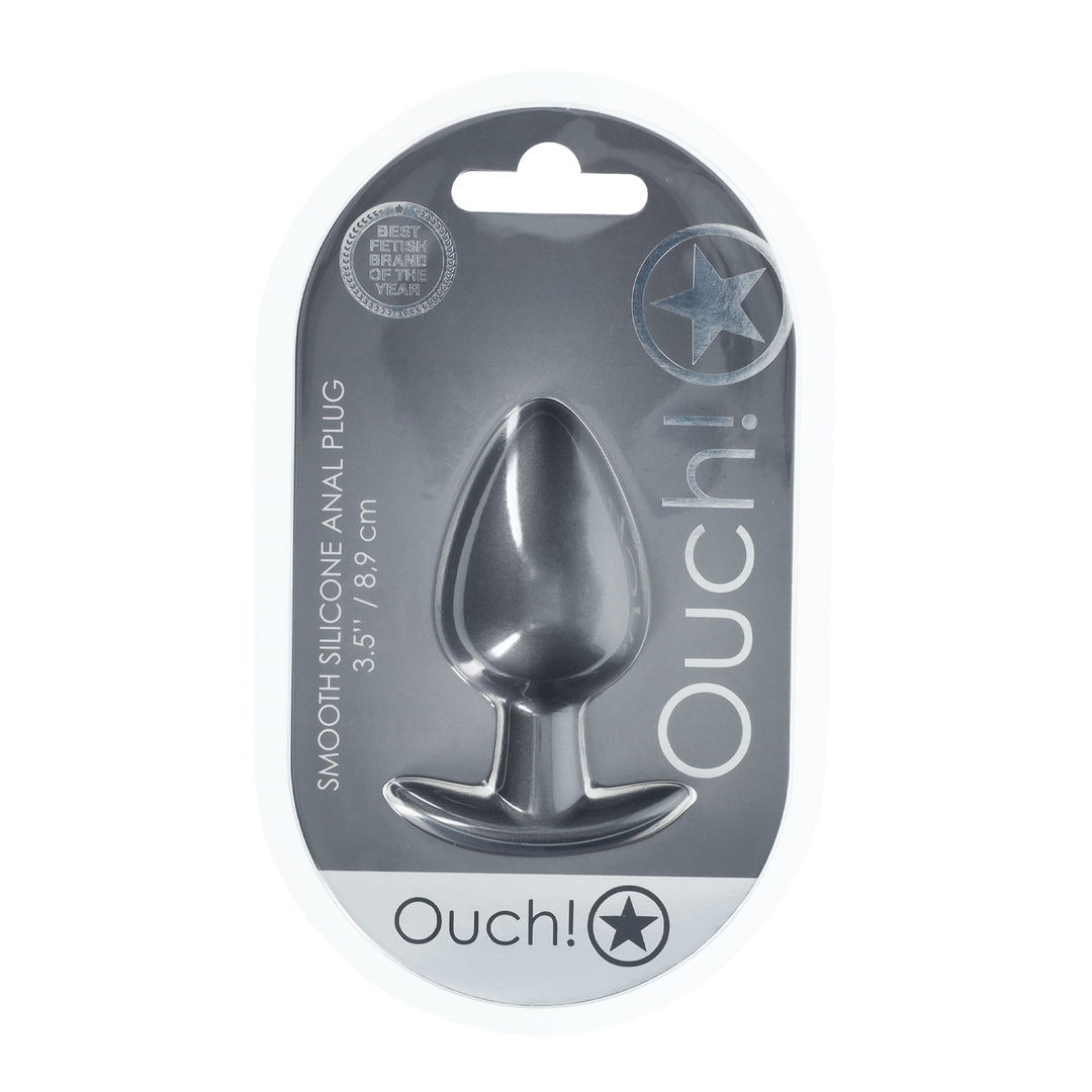 Ouch! - Zachte Siliconen Anale Plug - Groot - 3,5 / 8,9 cm - Gunmetal