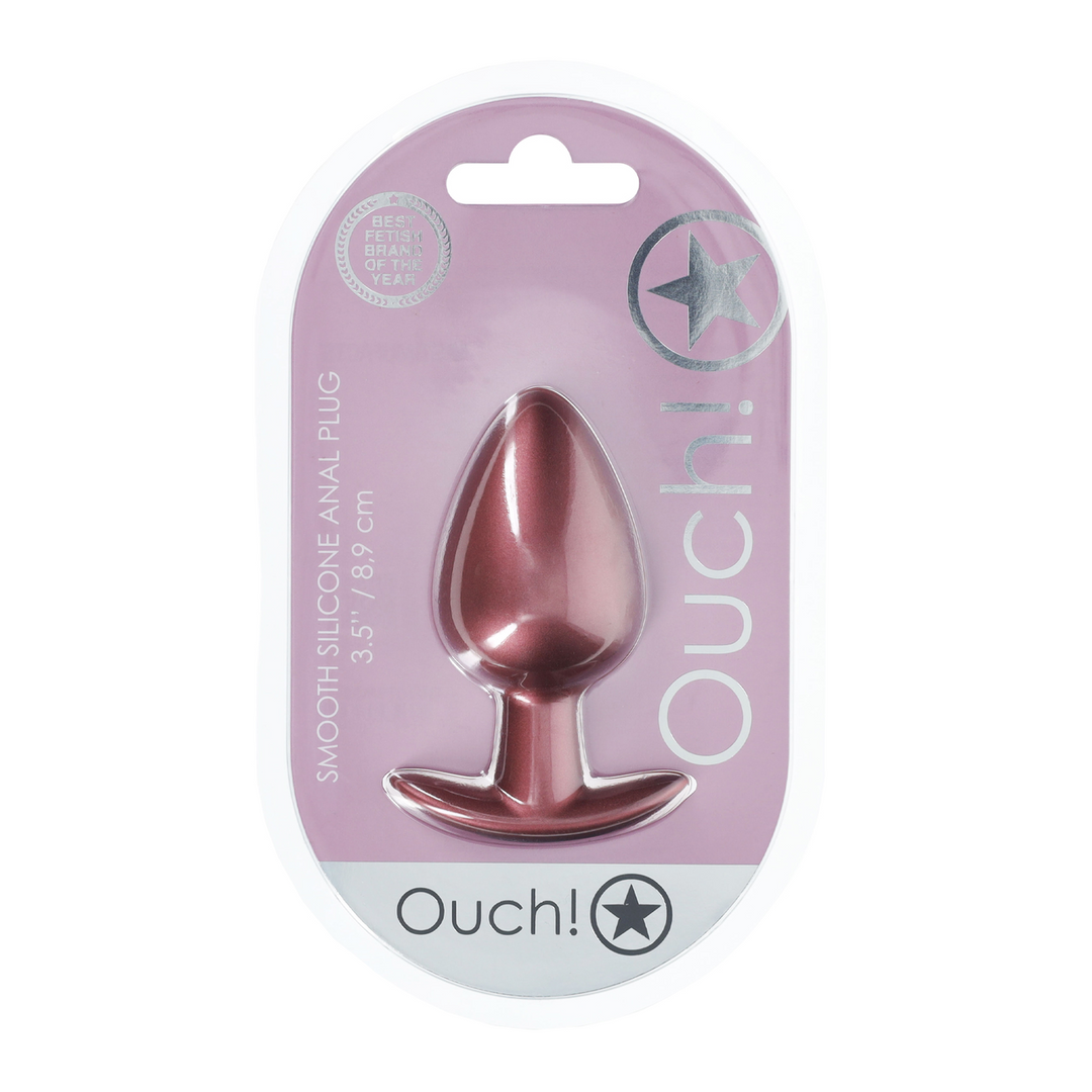 Ouch! - Gladde Siliconen Anale Plug - Groot - 3,5 / 8,9 cm - Roségoud