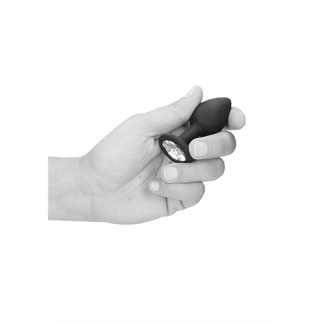 Black  White - Siliconen Butt Plug met Verwijderbare Sieraden