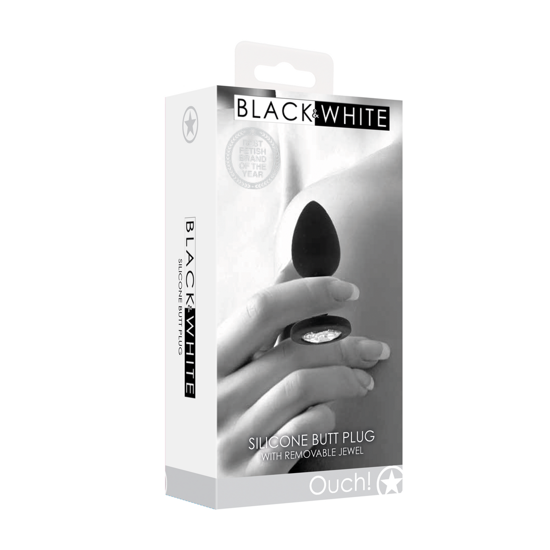 Black  White - Siliconen Butt Plug met Verwijderbare Sieraden