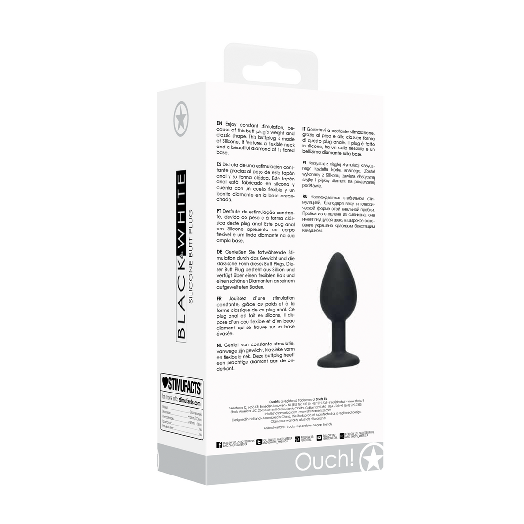 Black  White - Siliconen Butt Plug met Verwijderbare Sieraden