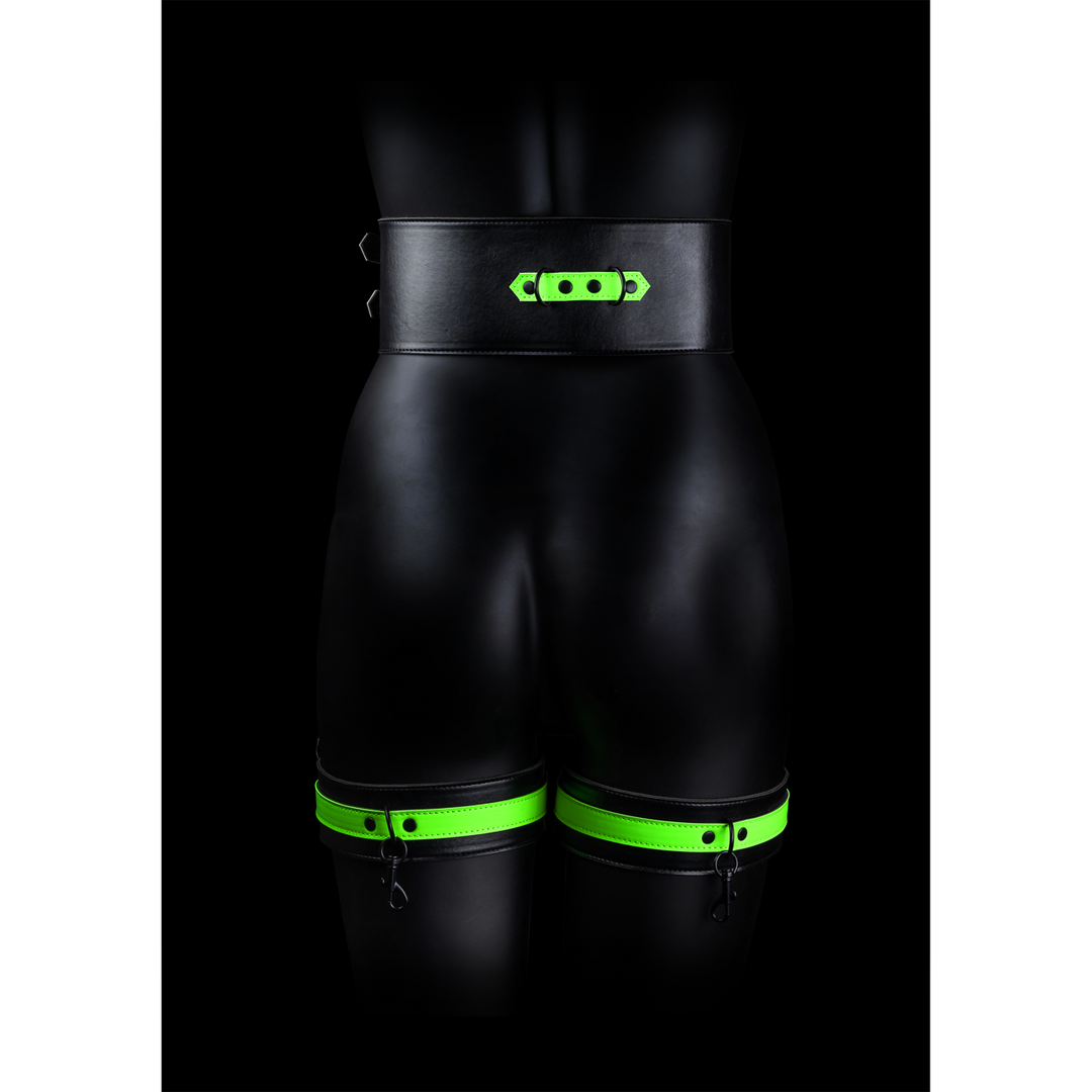 Dijbanden met Riempje en Handboeien - Glow in the Dark - S/M