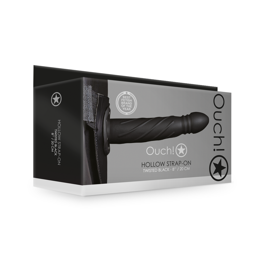 Ouch! - Twisted Hollow Strap-On - 20 cm - Zwart
