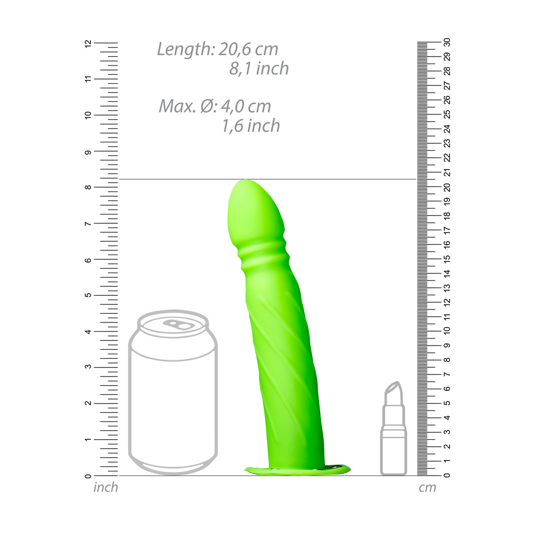 Ouch! - Glow in the Dark Twisted Hollow Strap-On - 8 / 20 cm - Neon Groen