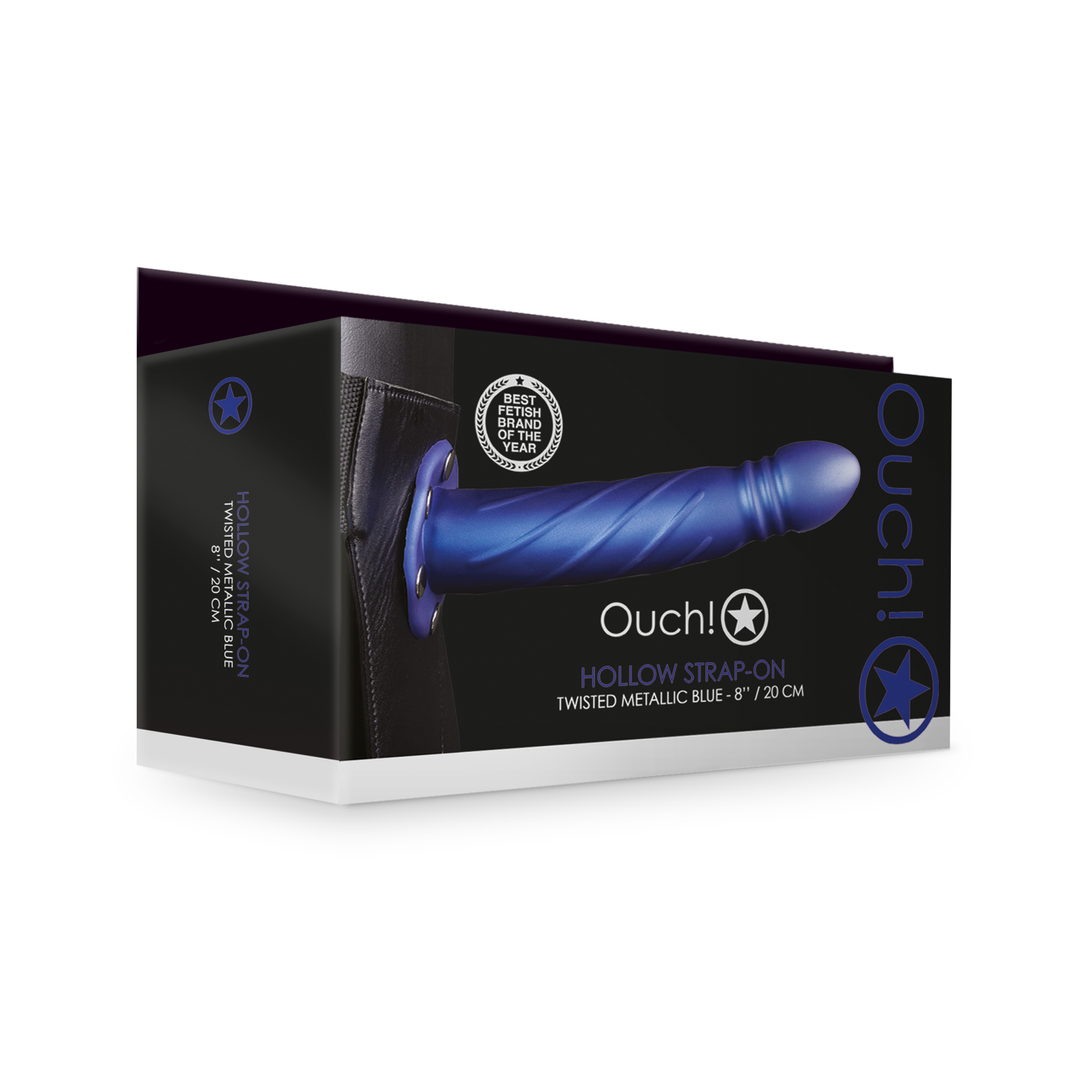 Ouch! - Twisted Hollow Strap-On - 8 / 20 cm - Metallic Blue