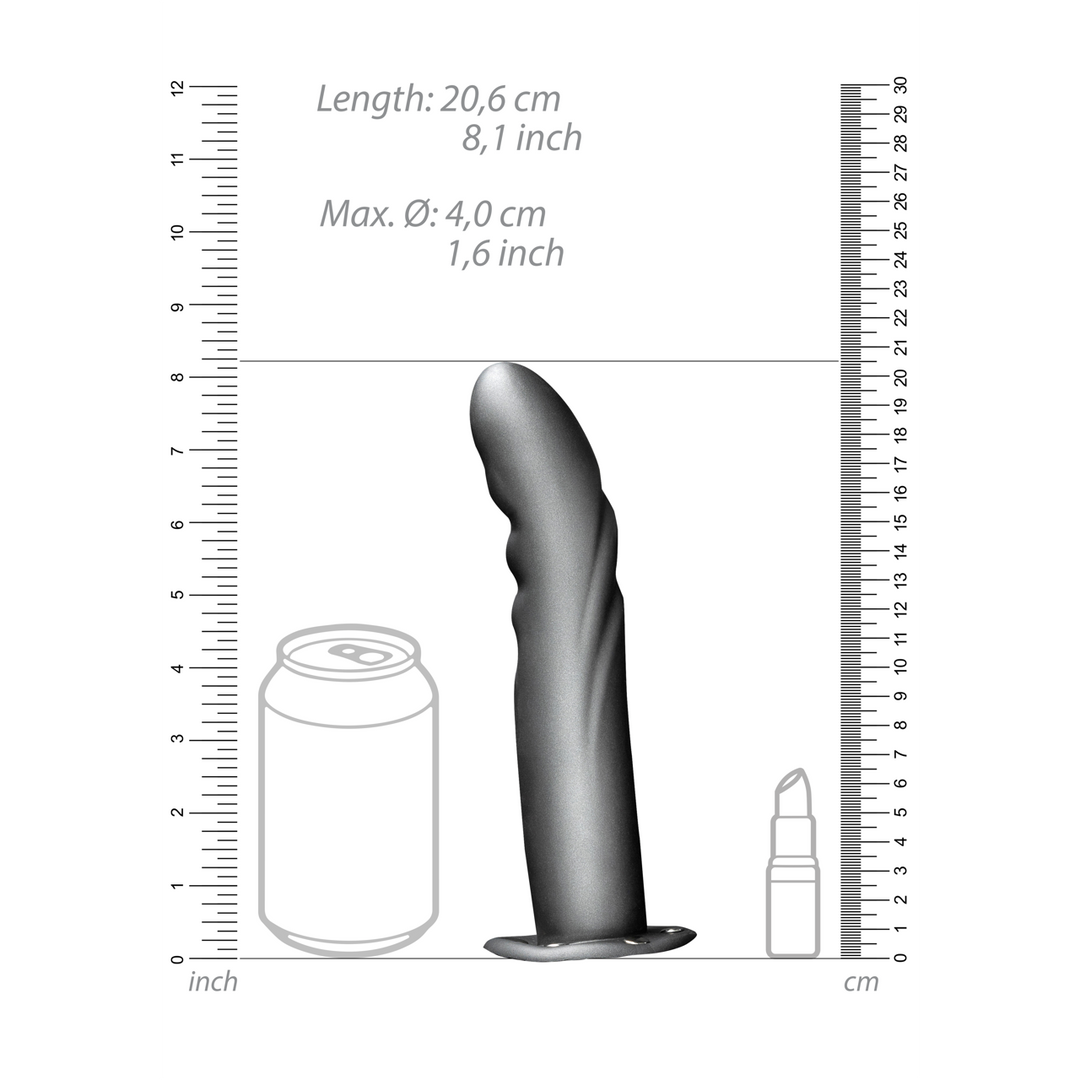 Ouch! - Textured Curved Hollow Strap-On - 8 / 20 cm - Gunmetal