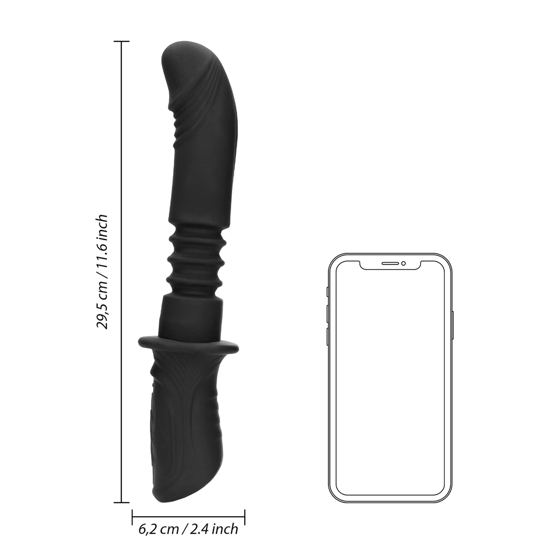 Handheld Vibrerende en Duwende Seksmachine - Zwart
