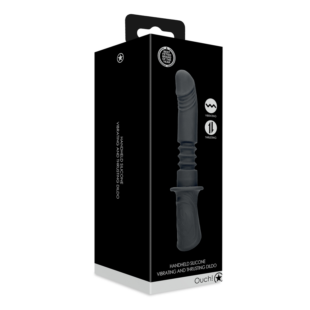 Handheld Vibrerende en Duwende Seksmachine - Zwart