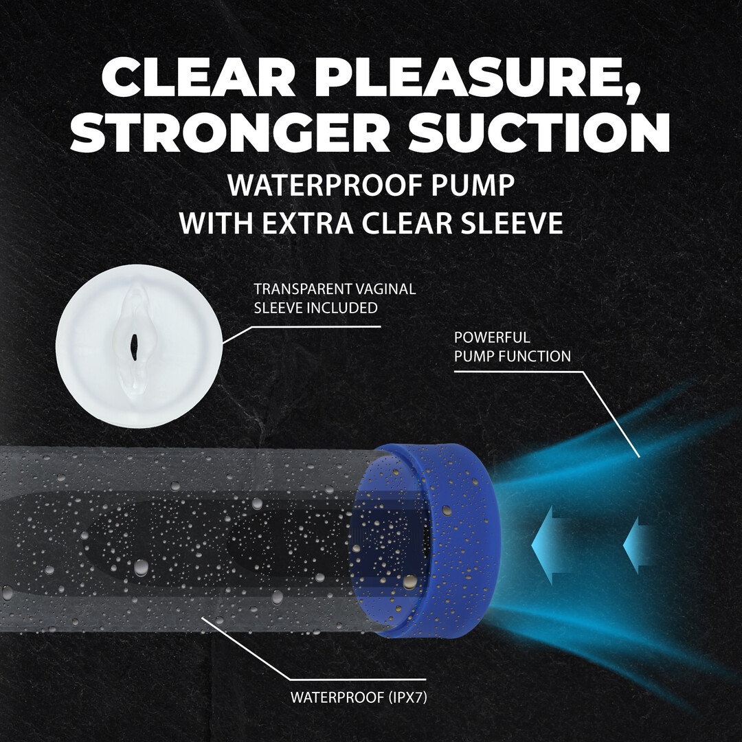 Engage - Automatische Waterdichte Penis Pomp en Masturbator - Metallic Blauw