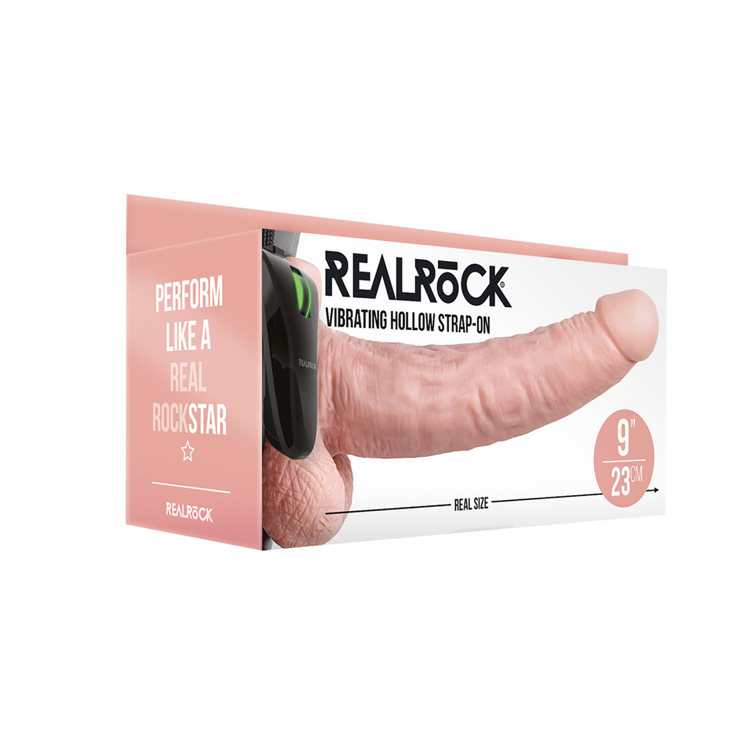 RealRock - Vibrerende Holle Strap-On met Ballen - 9 / 23 cm