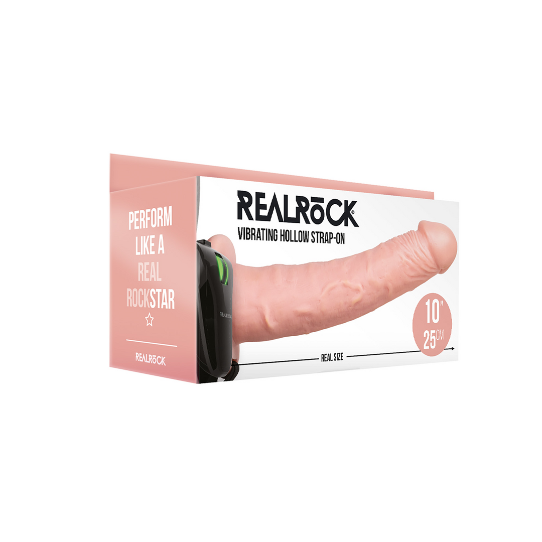 RealRock - Vibrerende Holle Strap-On zonder Ballen - 10 / 24,5 cm